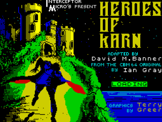 The Heroes Of Karn title screen for ZX Spectrum